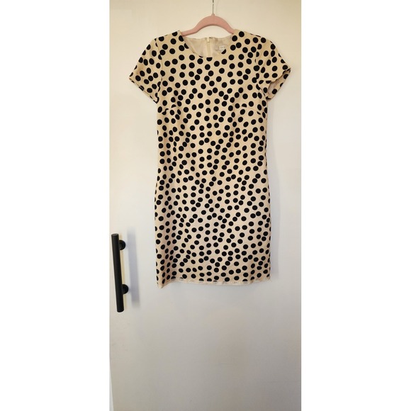 J. Crew Dress Black & Cream Polka Dot Cotton/Modal Shift Lined With Pockets Sz 0 - Picture 1 of 6